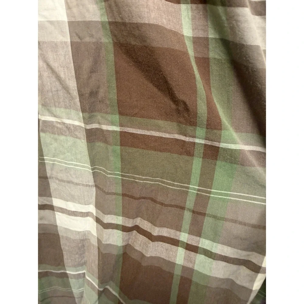 The North Face Men's L Plaid Long Sleeve Button Down Shirt Brown Green Outdoor